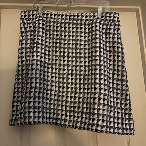 Size 12 Loft Blue & White Lined Skirt